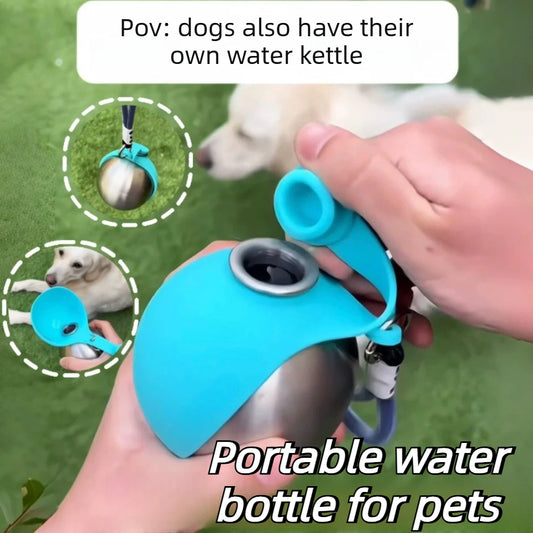 2-in-1 Dog Travel Water Bottle – Leakproof Stainless Steel Bottle with Silicone Bowl